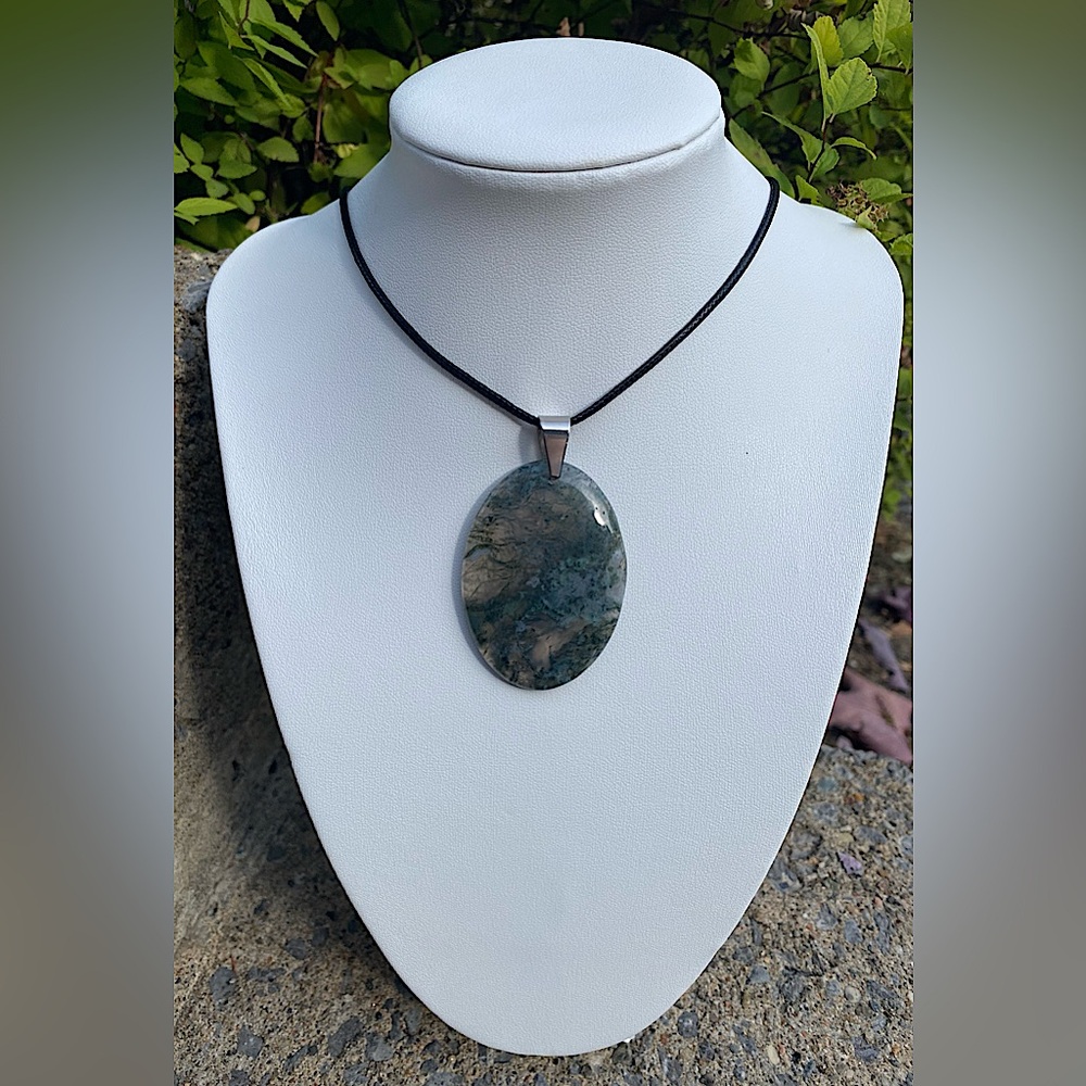 Moss Agate Large Pendant Necklace